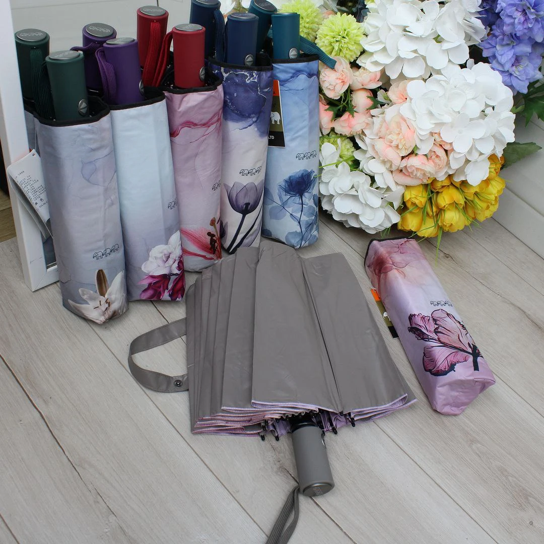 Сіра парасолька-автомат на 16 спиць | Стильна для навчання