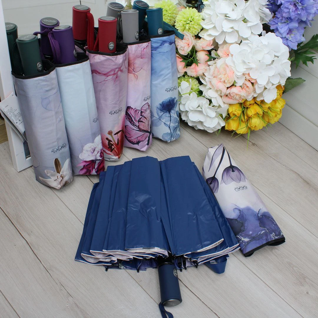 Синя парасолька-автомат на 16 спиць | Міцна та довговічна