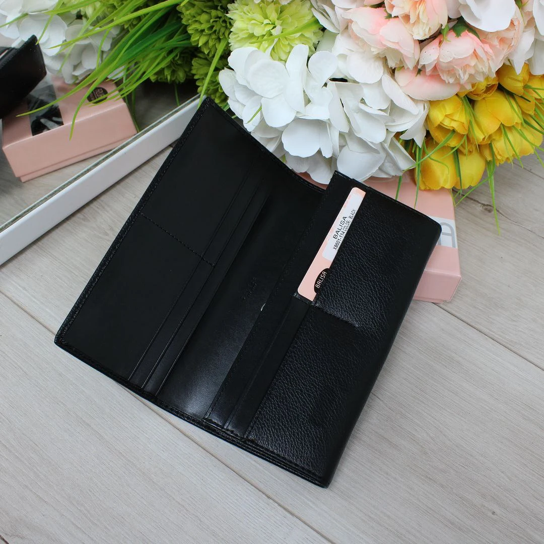 Жіночий чорний гаманець із екошкіри