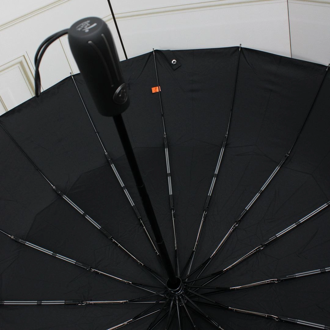Чоловіча парасоля автомат чорна на 16 подвійних спиць