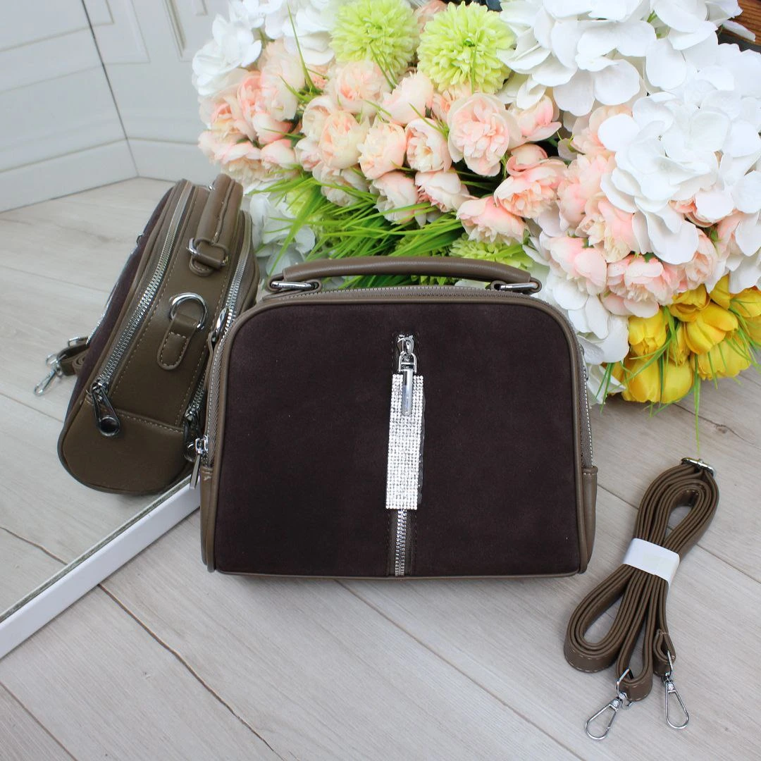 Жіноча сумка крос-боді з натуральної замші для міста та роботи