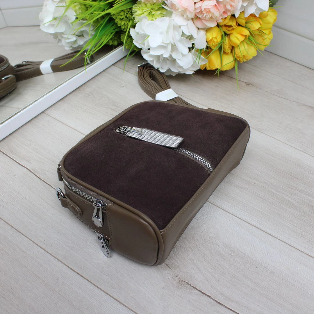 Жіноча сумка крос-боді з натуральної замші для міста та роботи