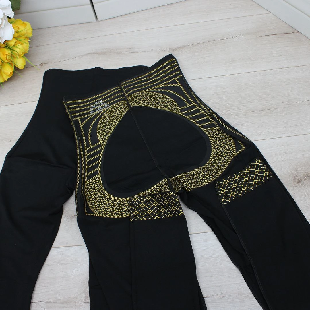 Корегуючі лосини високої посадки з тейпами для фітнесу