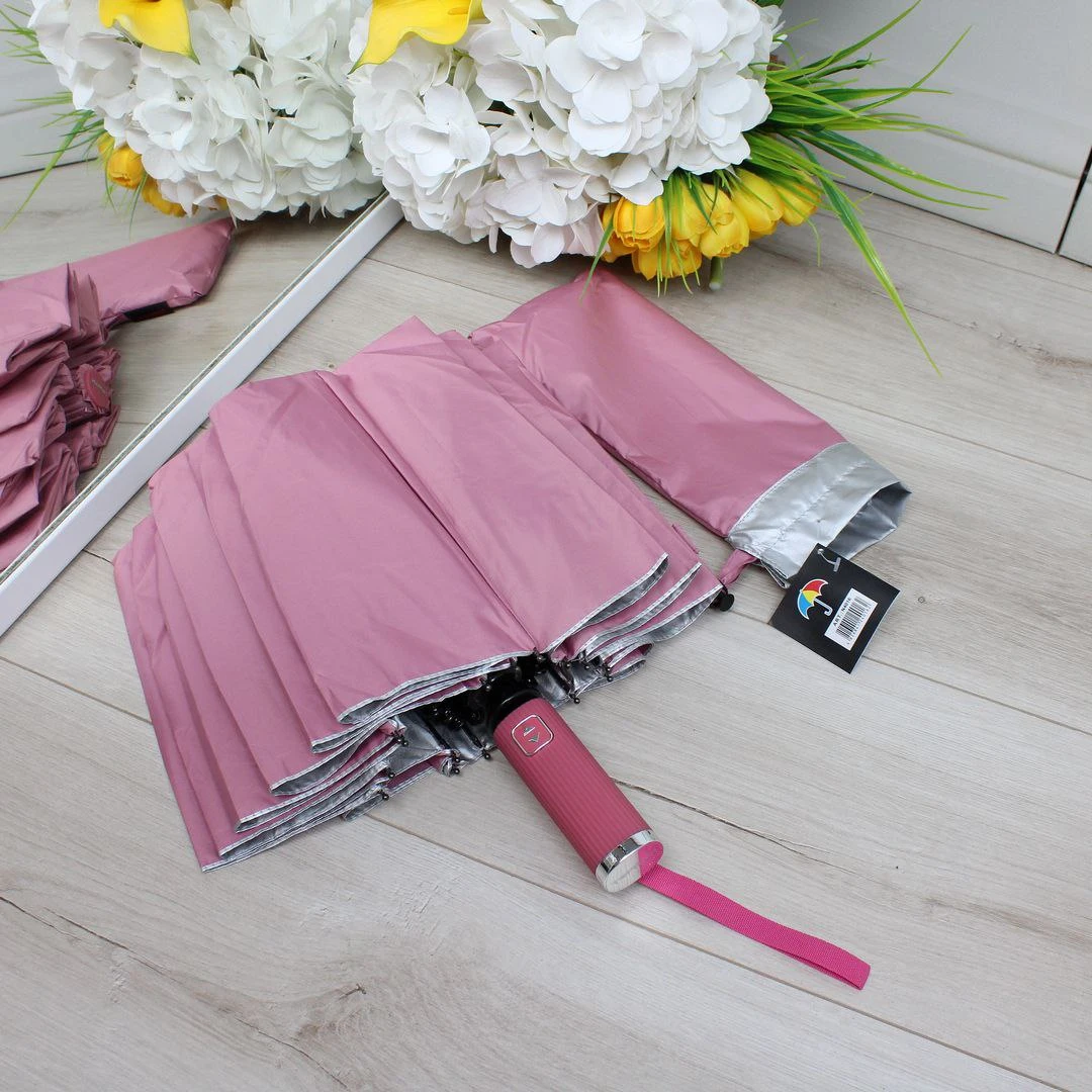 Жіноча парасолька автомат рожева на 16 спиць