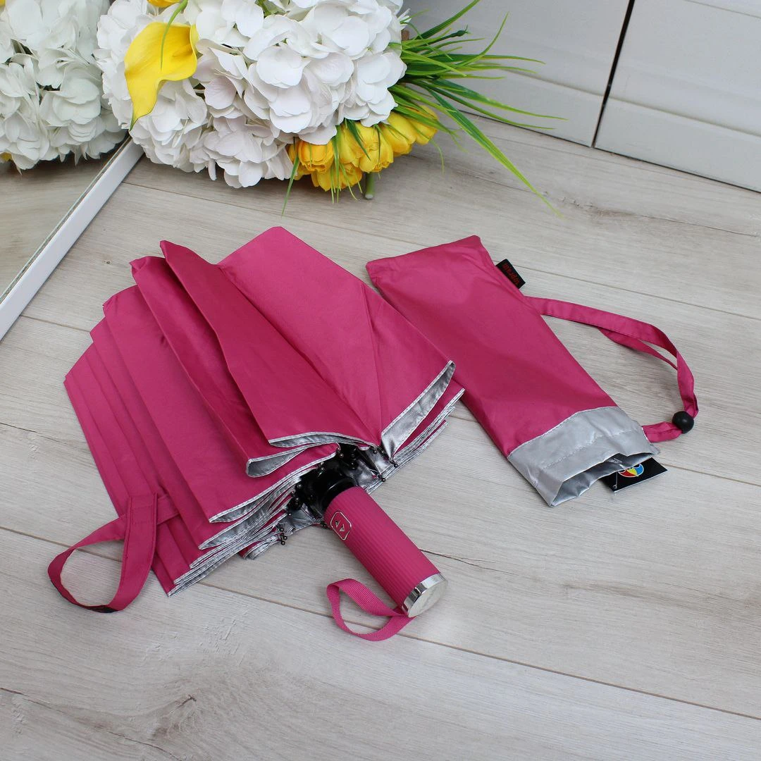 Жіноча парасолька автомат яскраво-рожева на 16 спиць