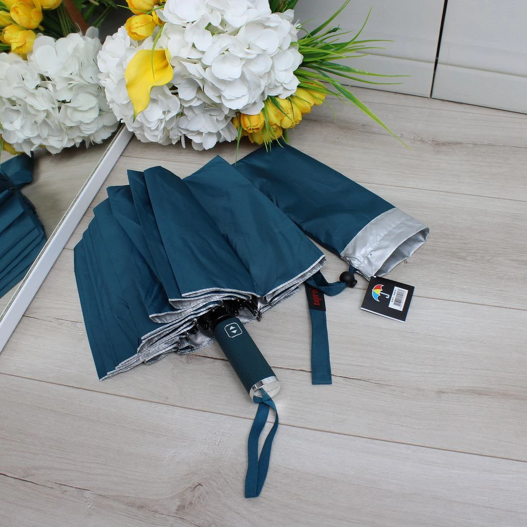 Жіноча парасолька автомат бірюзова на 16 спиць для міста