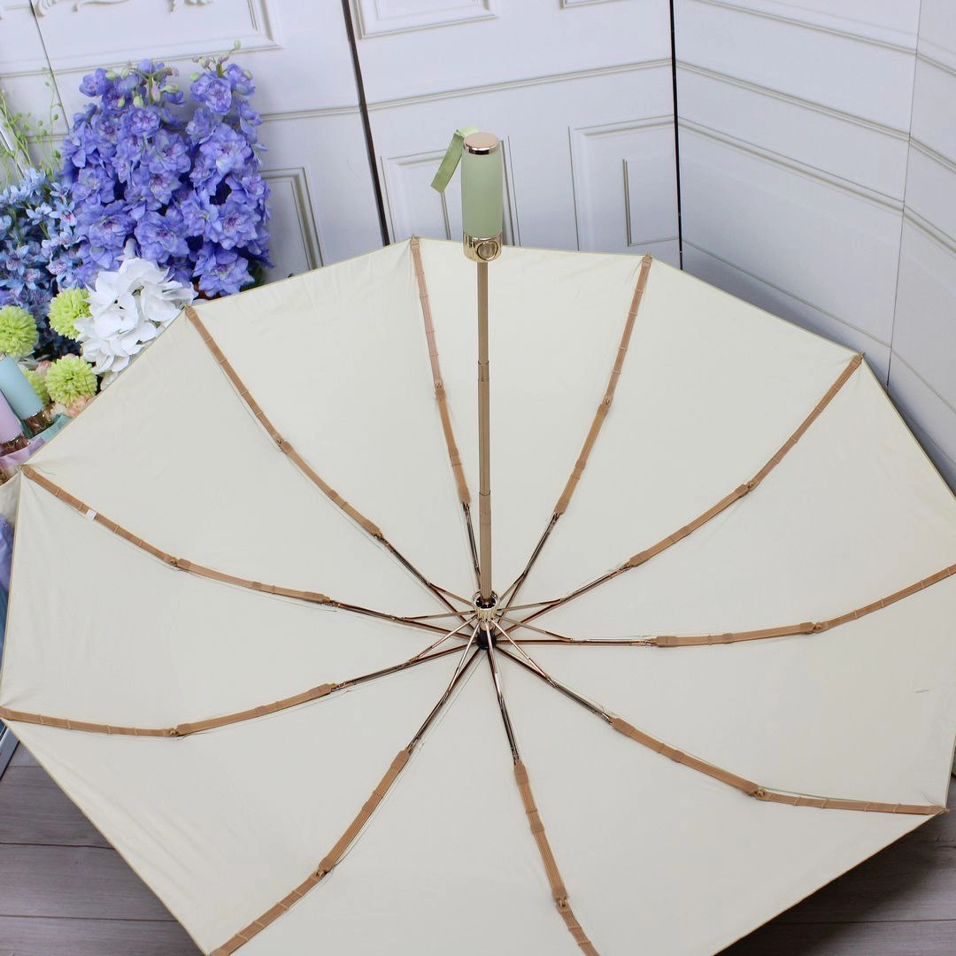 Парасоля автомат жіноча салатна з позолотою Mario UPF+50