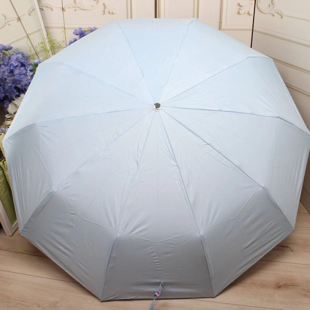 Парасоля автомат жіноча блакитна з позолотою Mario UPF+50