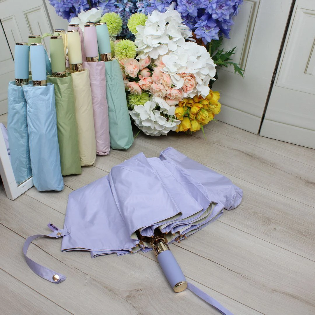 Парасоля автомат жіноча фіолетова з позолотою Mario UPF+50