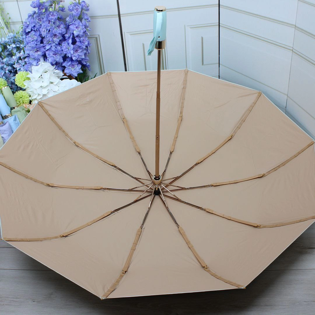 Парасоля автомат жіноча м’ятна з позолотою Mario UPF+50