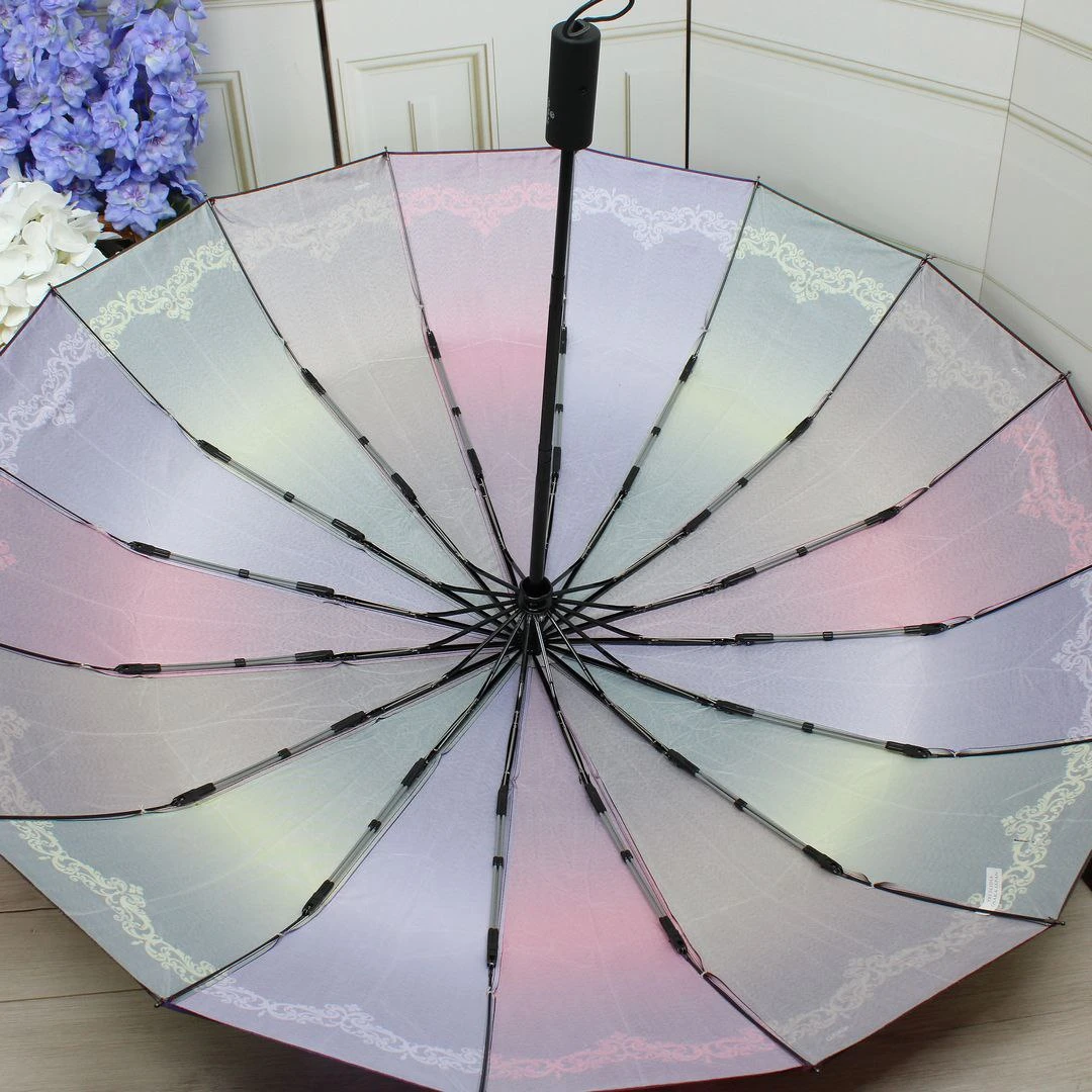 Парасоля "Три Слони" райдужна — 16 спиць, автомат, антивітер