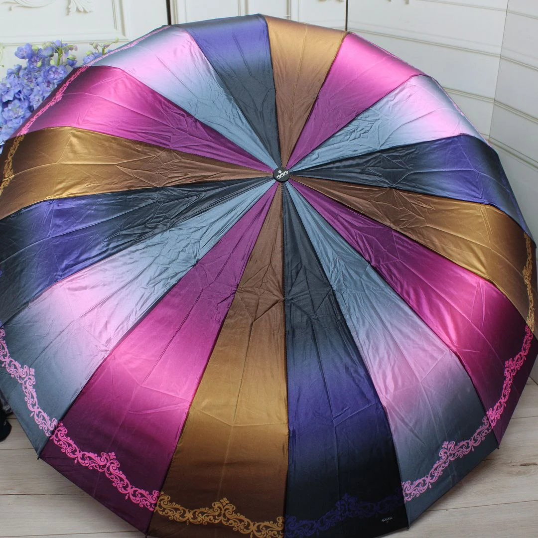 Японська райдужна парасоля "Три Слони" — автоматична, 16 спиць