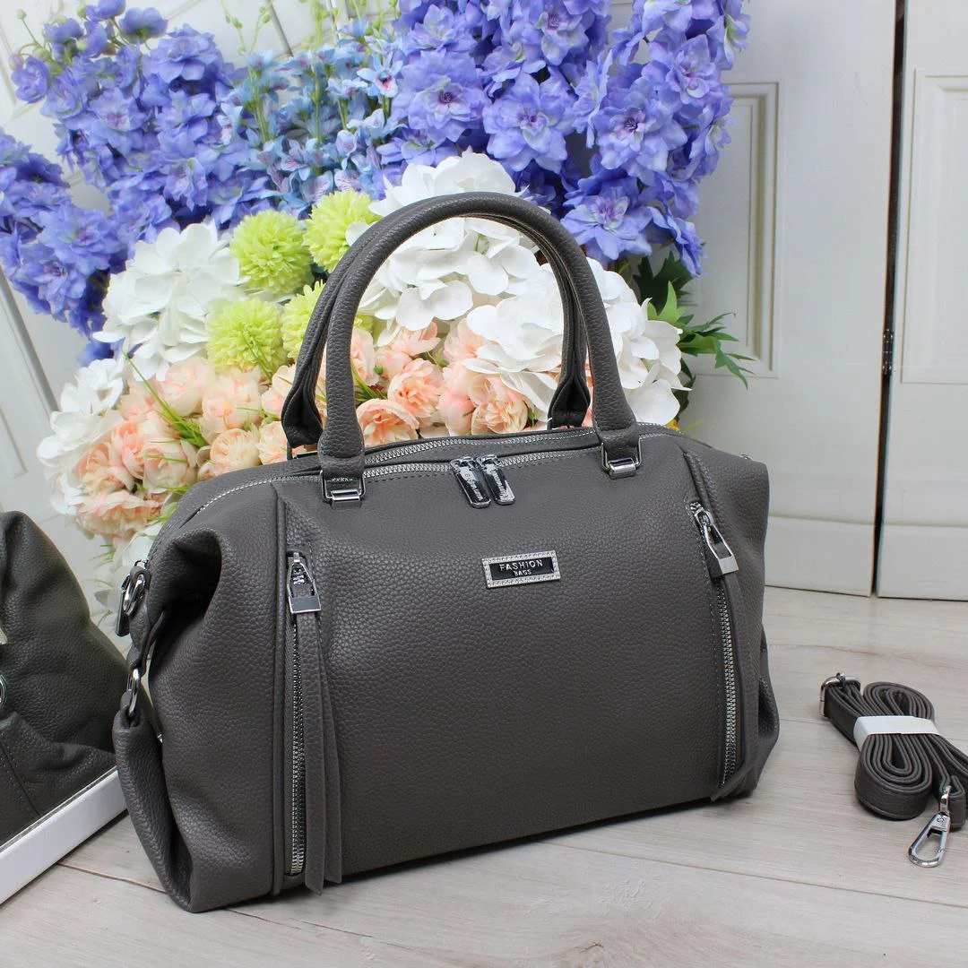 Жіноча графітова сумка крос-боді з екошкіри люкс якості через плече