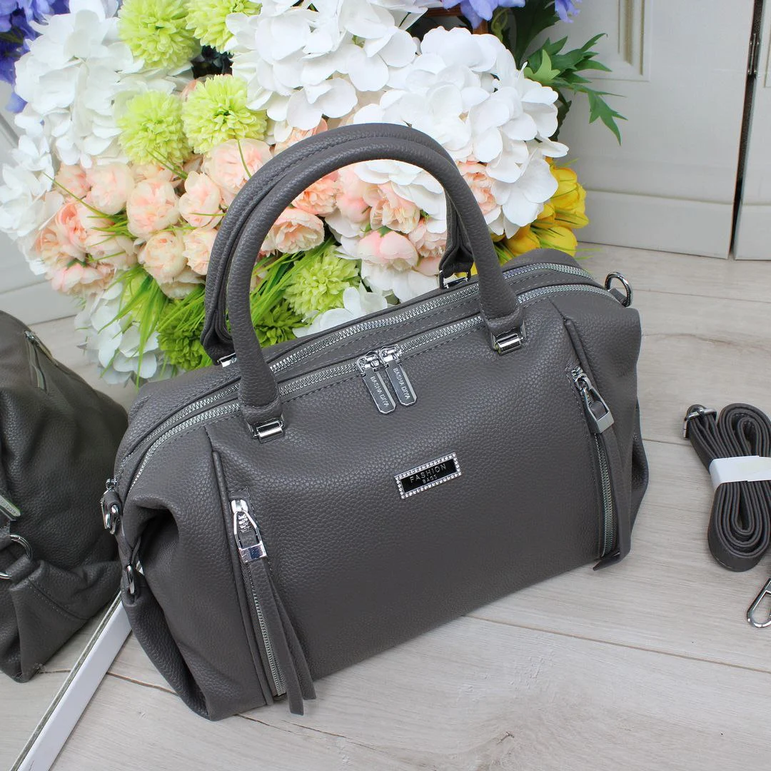 Жіноча графітова сумка крос-боді з екошкіри люкс якості через плече