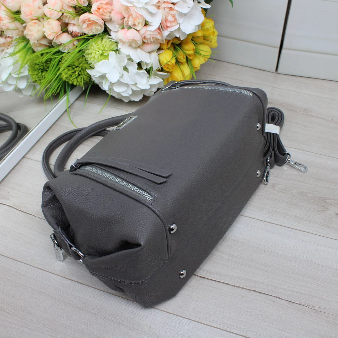 Жіноча графітова сумка крос-боді з екошкіри люкс якості через плече