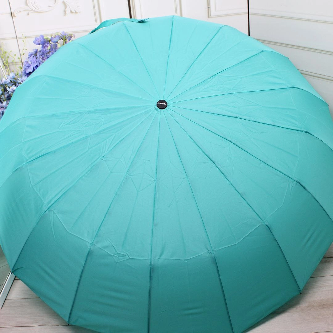 Парасоля автомат Fiaba кольору морської хвилі на 16 спиць з антивітром