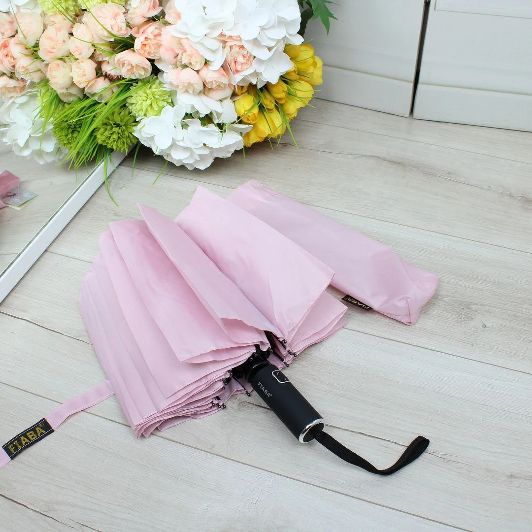 Парасоля автомат Fiaba пудрового кольору на 16 спиць