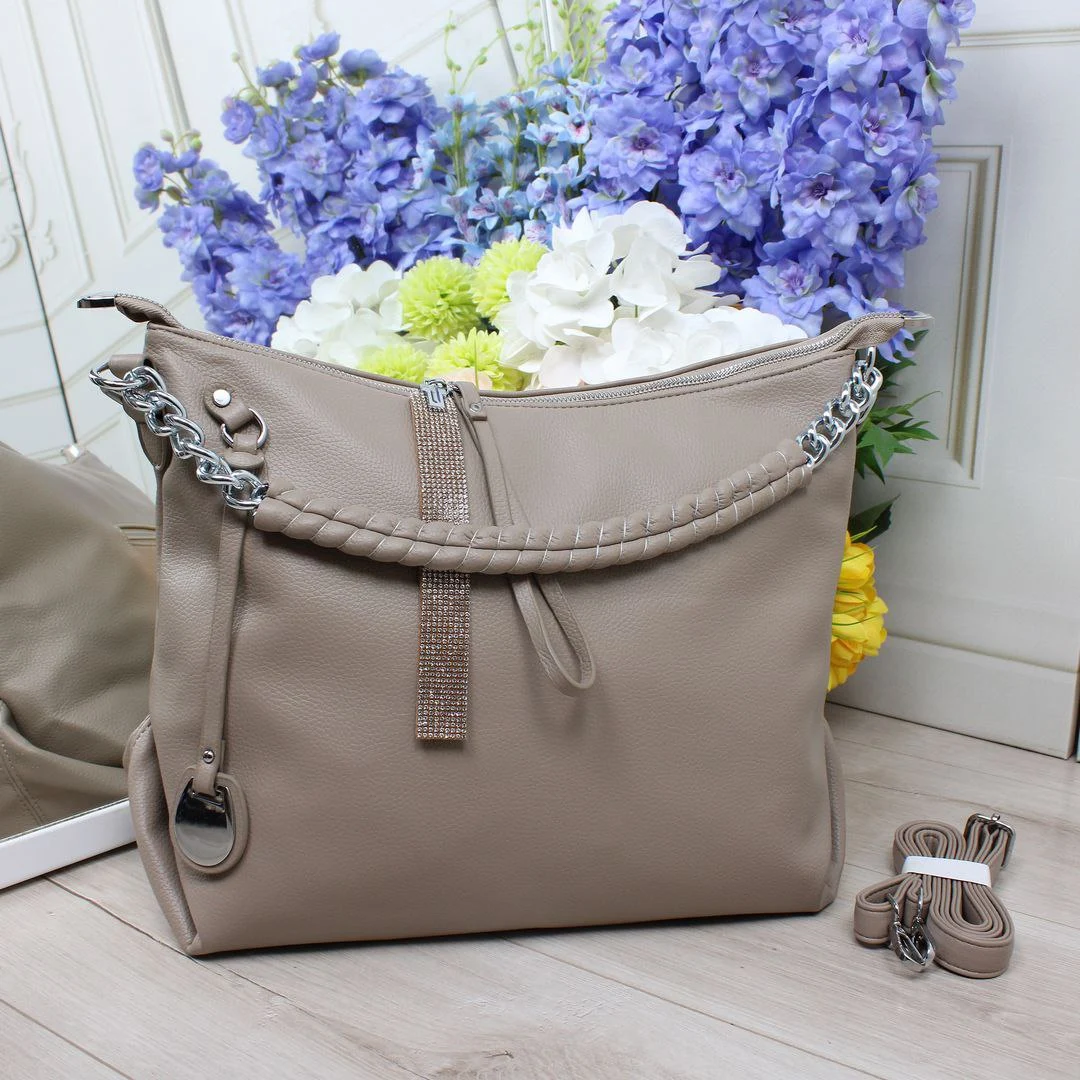 Жіноча сумка-мішок беж 